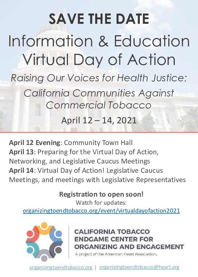 I&E Virtual Day of Action 2021 - Save the Date Flyer