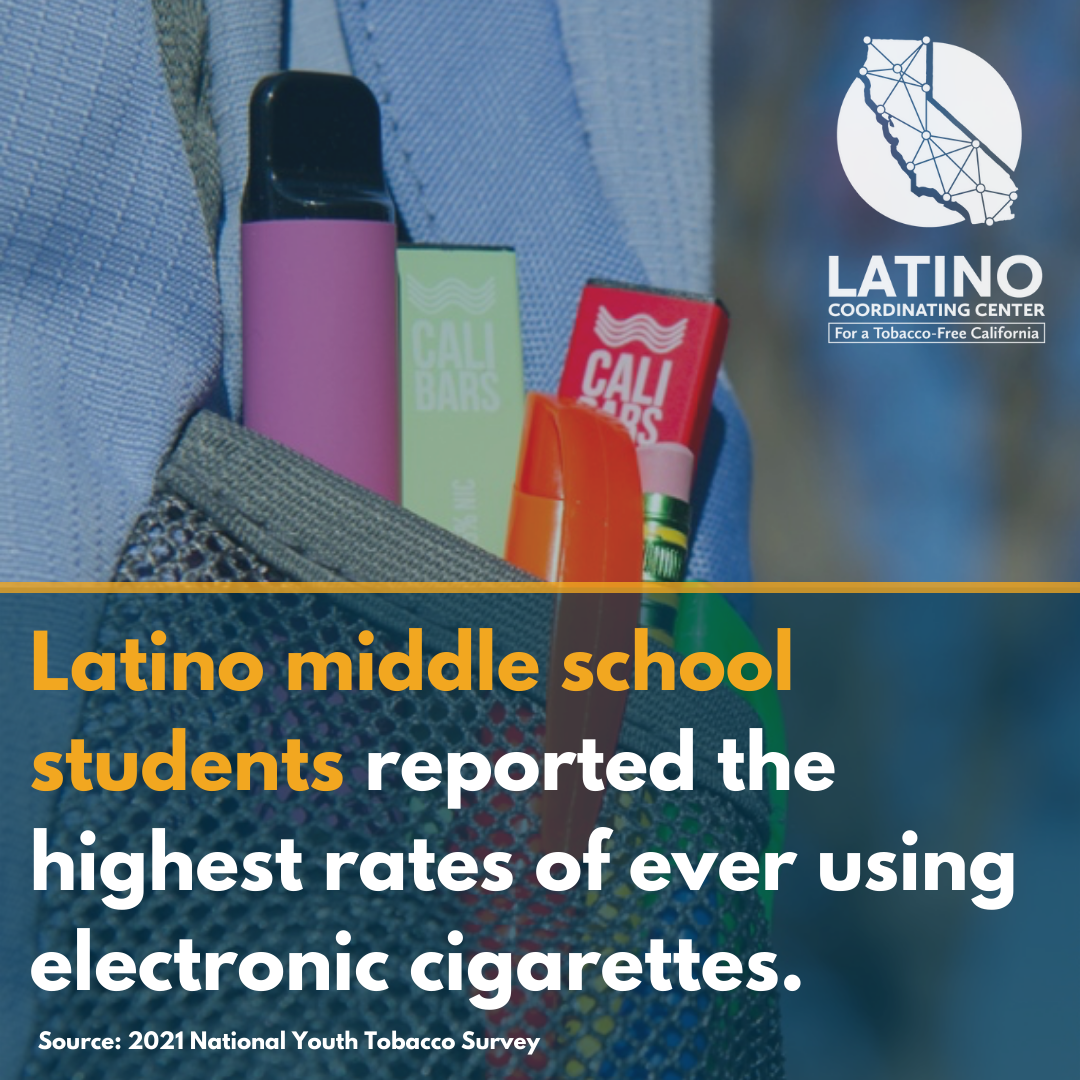 Latino middle school students reported the highest rates of ever using electronic cigarettes.