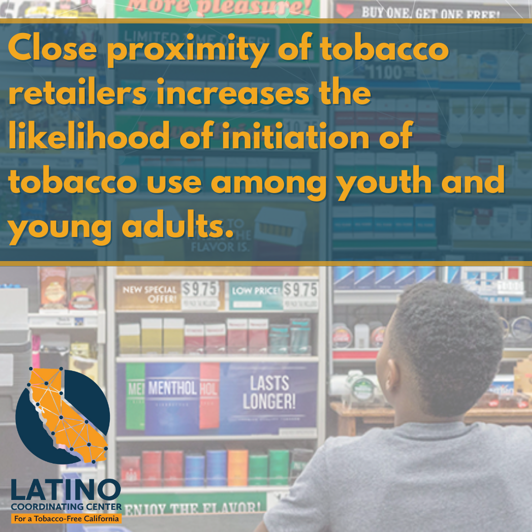 Close proximity of tobacco retailers increases the likelihood of initiation of tobacco use among youth and young adults.