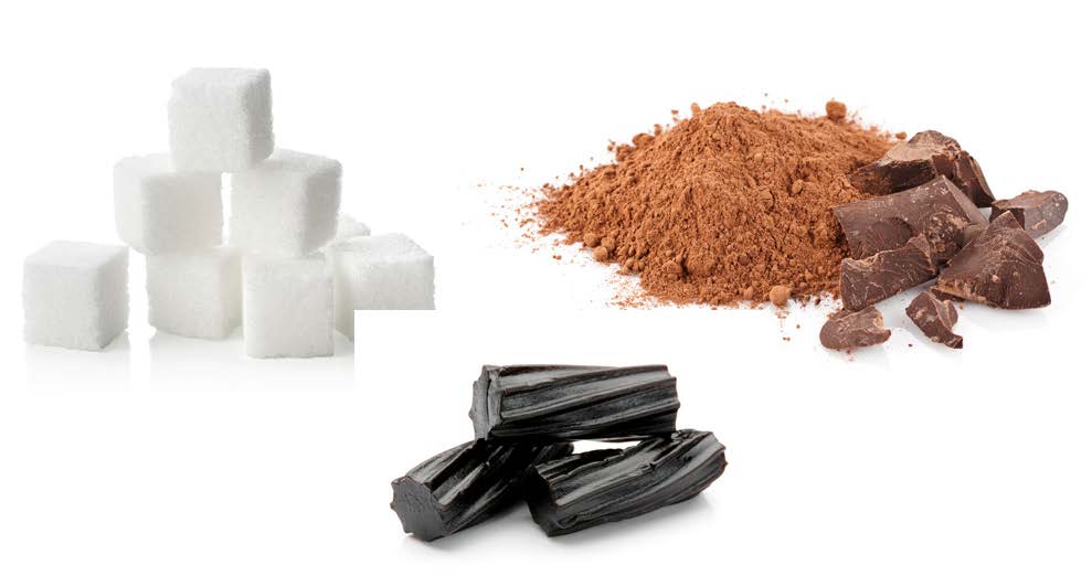 Photo showing flavors of sugar, licorice and cocoa powder